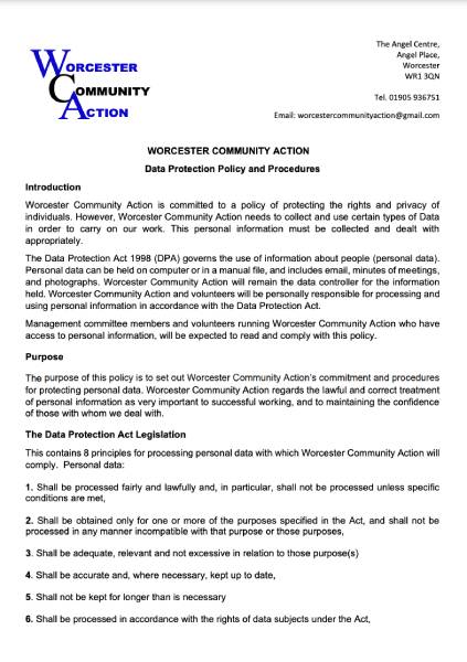 WCA Data Protection Policy